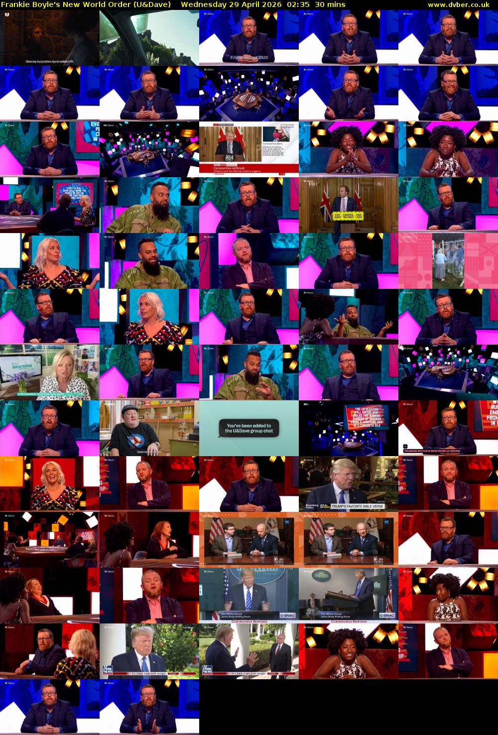 Frankie Boyle's New World Order (U&Dave) Wednesday 29 April 2026 02:35 - 03:05