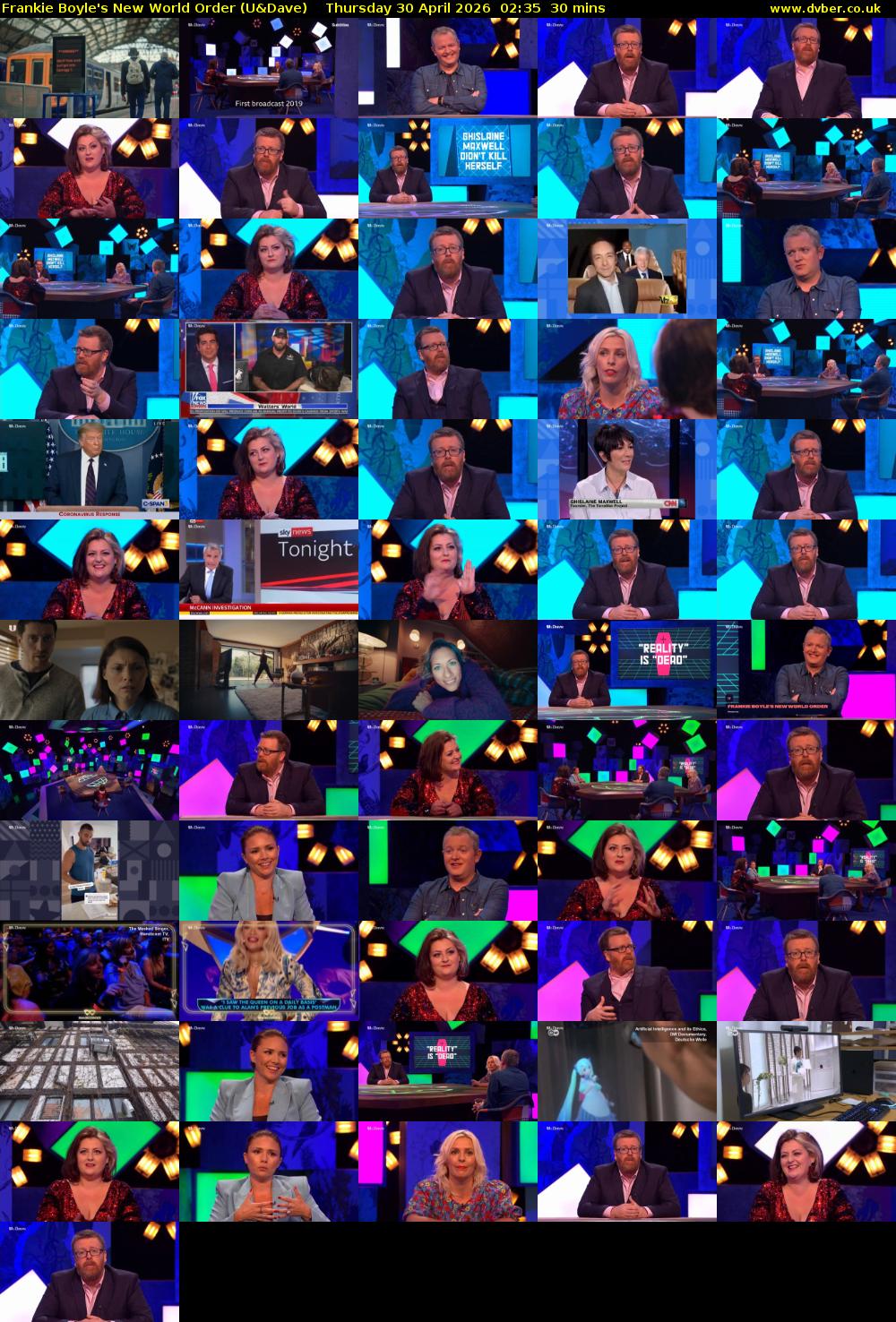 Frankie Boyle's New World Order (U&Dave) Thursday 30 April 2026 02:35 - 03:05