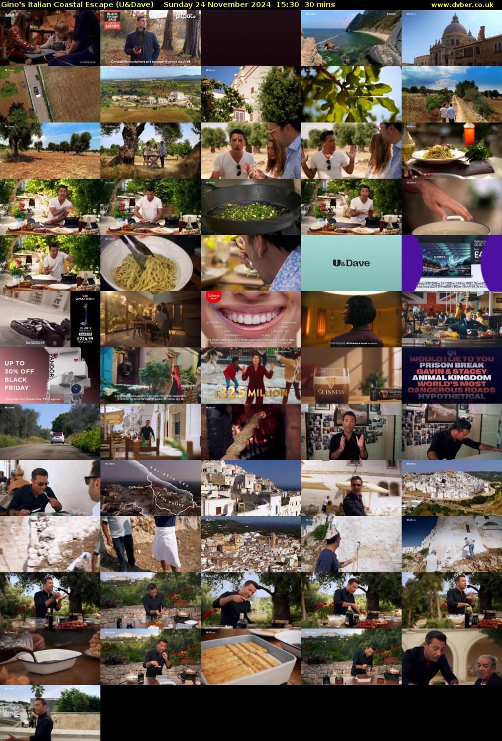 Gino's Italian Coastal Escape (U&Dave) Sunday 24 November 2024 15:30 - 16:00