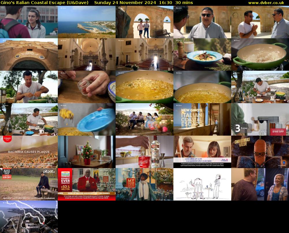 Gino's Italian Coastal Escape (U&Dave) Sunday 24 November 2024 16:30 - 17:00