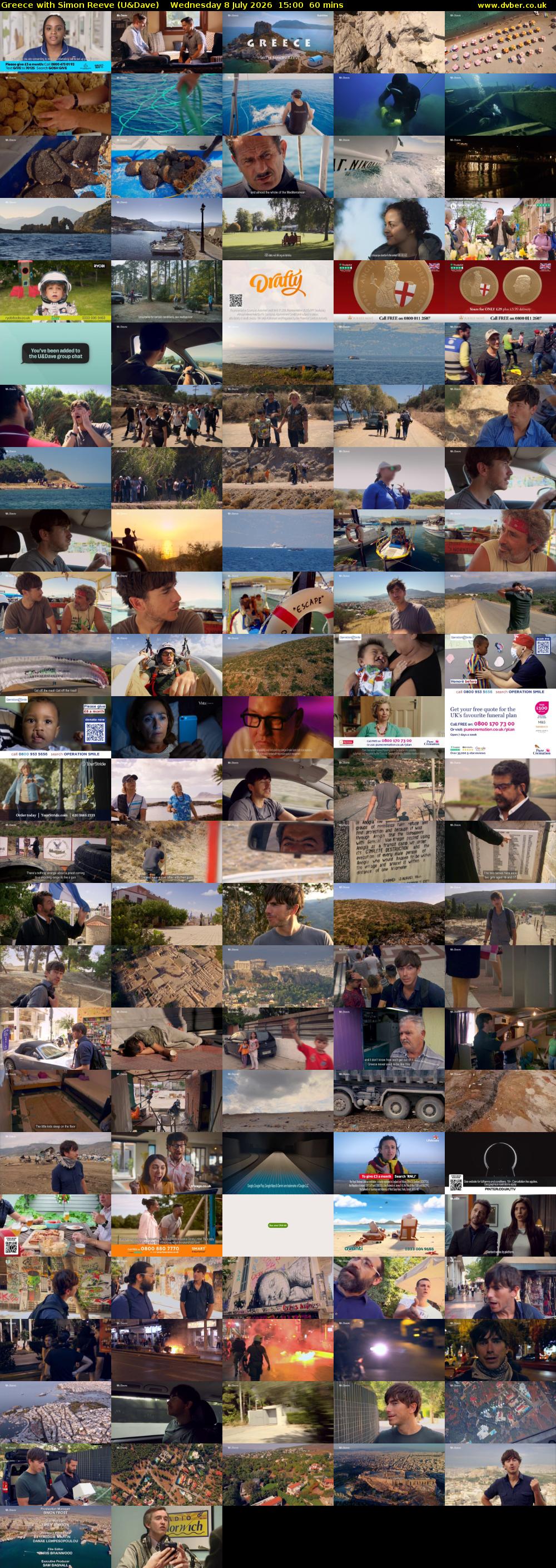 Greece with Simon Reeve (U&Dave) Wednesday 8 July 2026 15:00 - 16:00