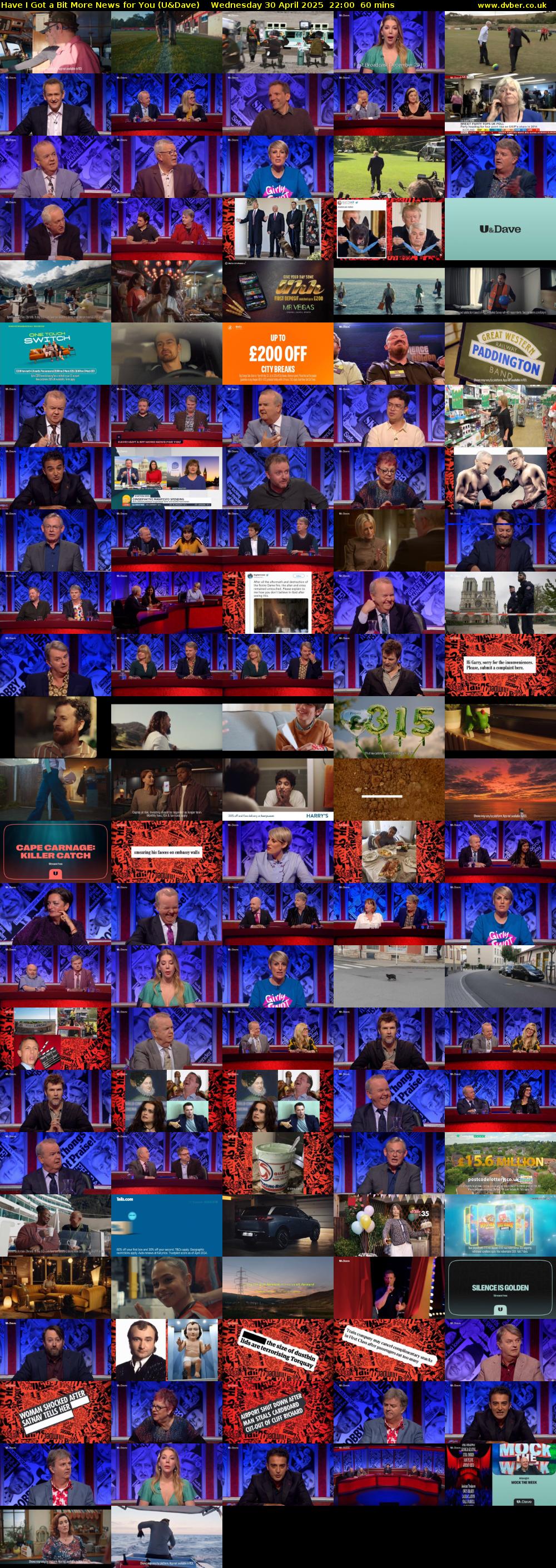 Have I Got a Bit More News for You (U&Dave) Wednesday 30 April 2025 22:00 - 23:00