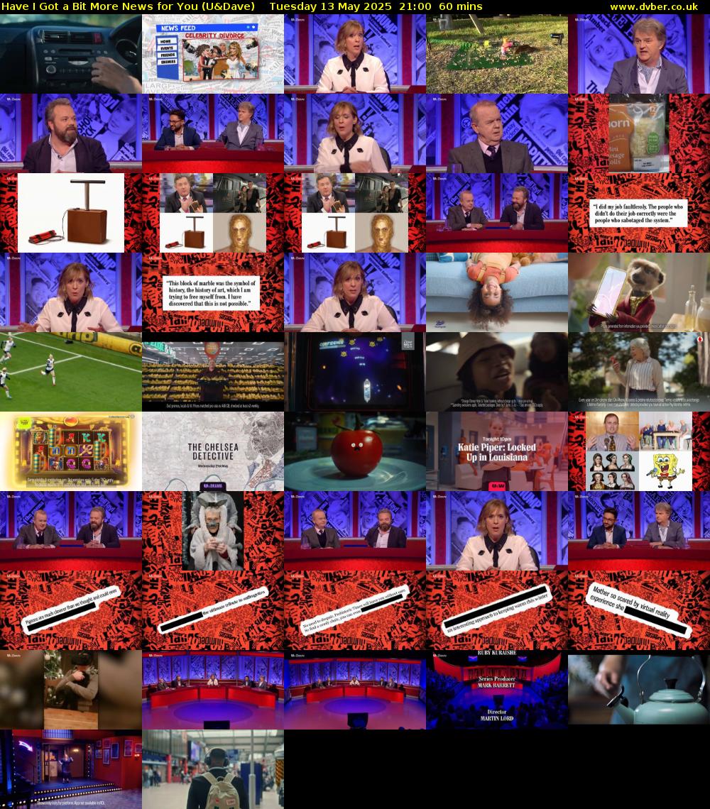 Have I Got a Bit More News for You (U&Dave) Tuesday 13 May 2025 21:00 - 22:00