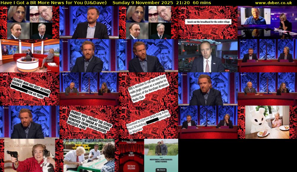 Have I Got a Bit More News for You (U&Dave) Sunday 9 November 2025 21:20 - 22:20