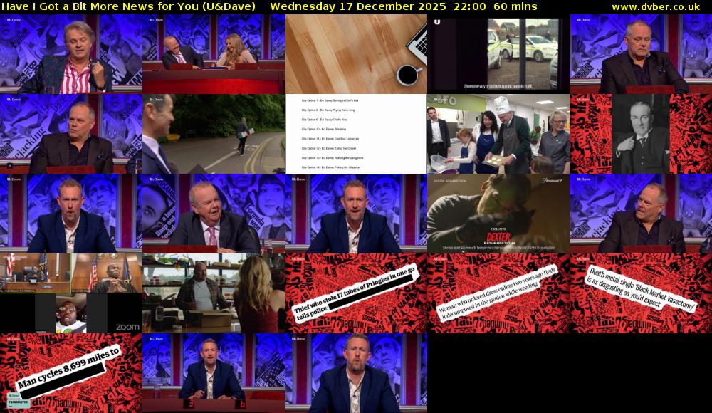 Have I Got a Bit More News for You (U&Dave) Wednesday 17 December 2025 22:00 - 23:00