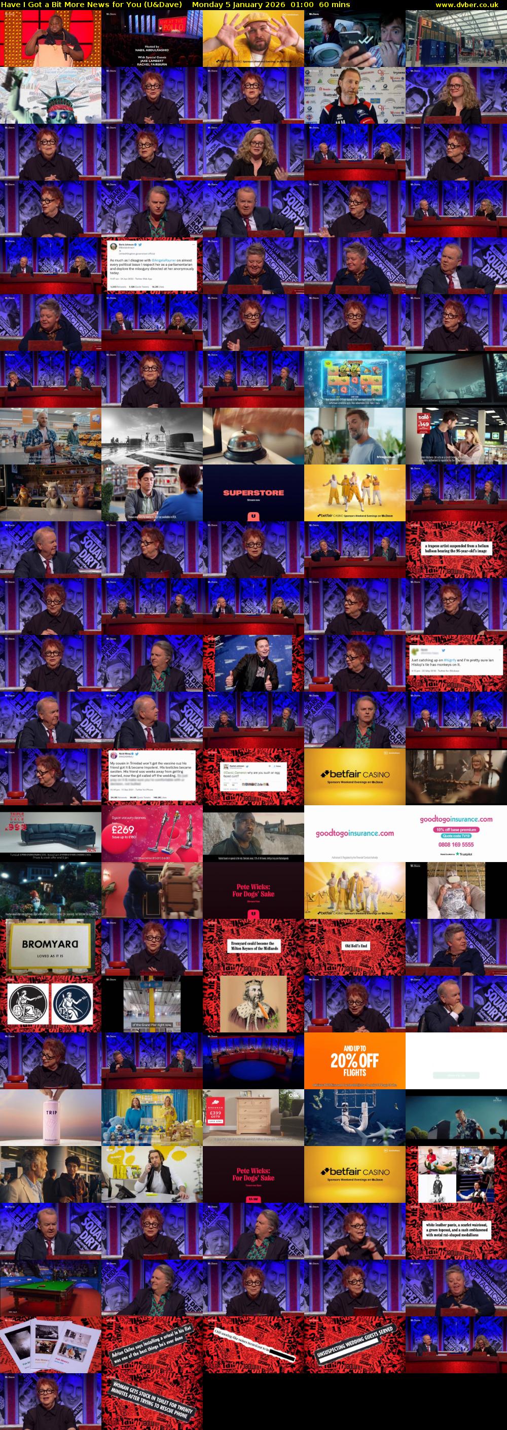 Have I Got a Bit More News for You (U&Dave) Monday 5 January 2026 01:00 - 02:00