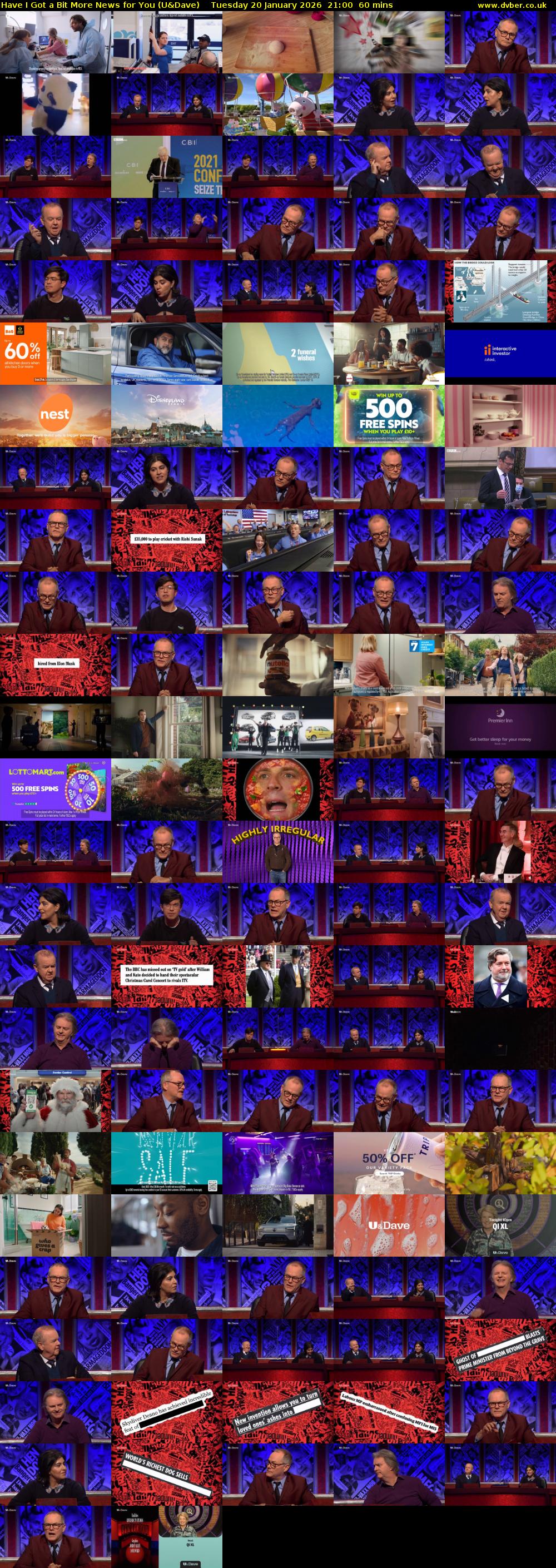 Have I Got a Bit More News for You (U&Dave) Tuesday 20 January 2026 21:00 - 22:00