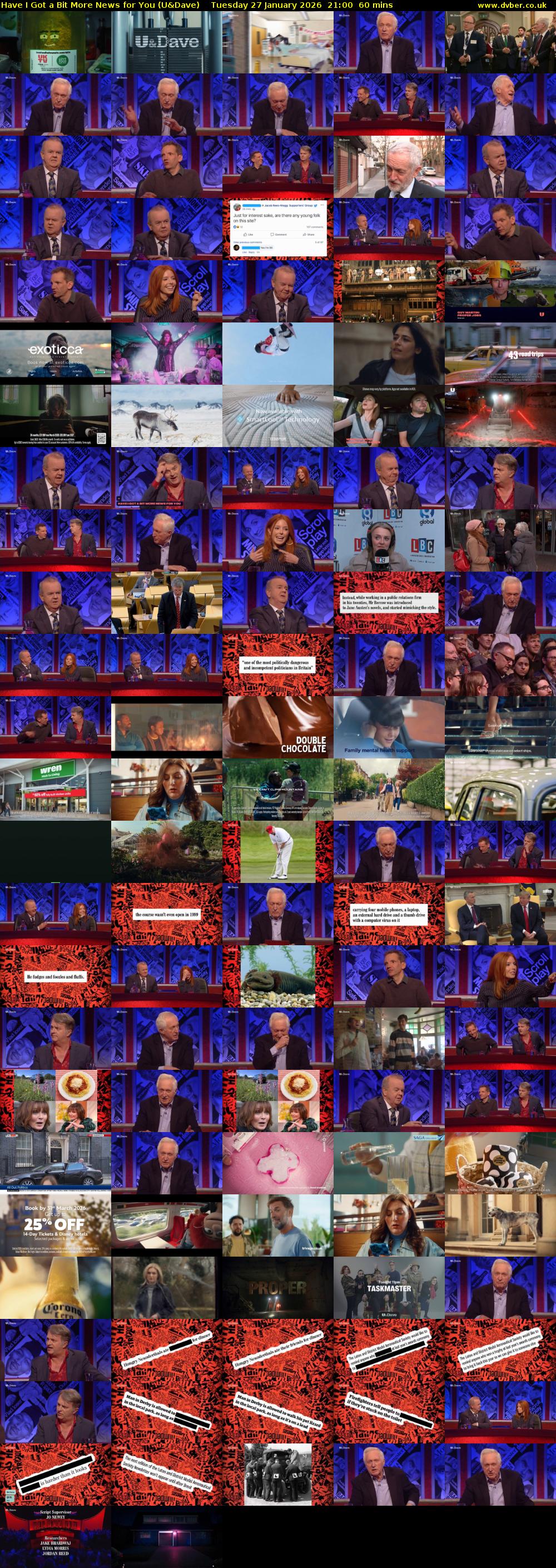 Have I Got a Bit More News for You (U&Dave) Tuesday 27 January 2026 21:00 - 22:00