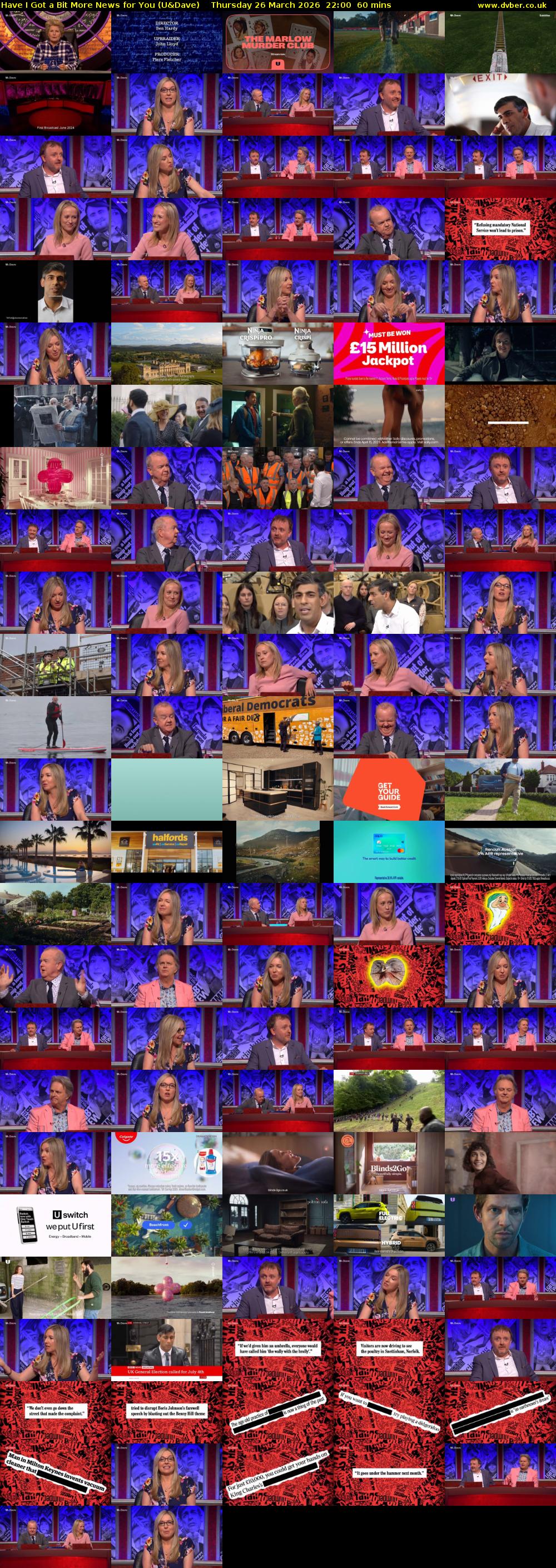 Have I Got a Bit More News for You (U&Dave) Thursday 26 March 2026 22:00 - 23:00