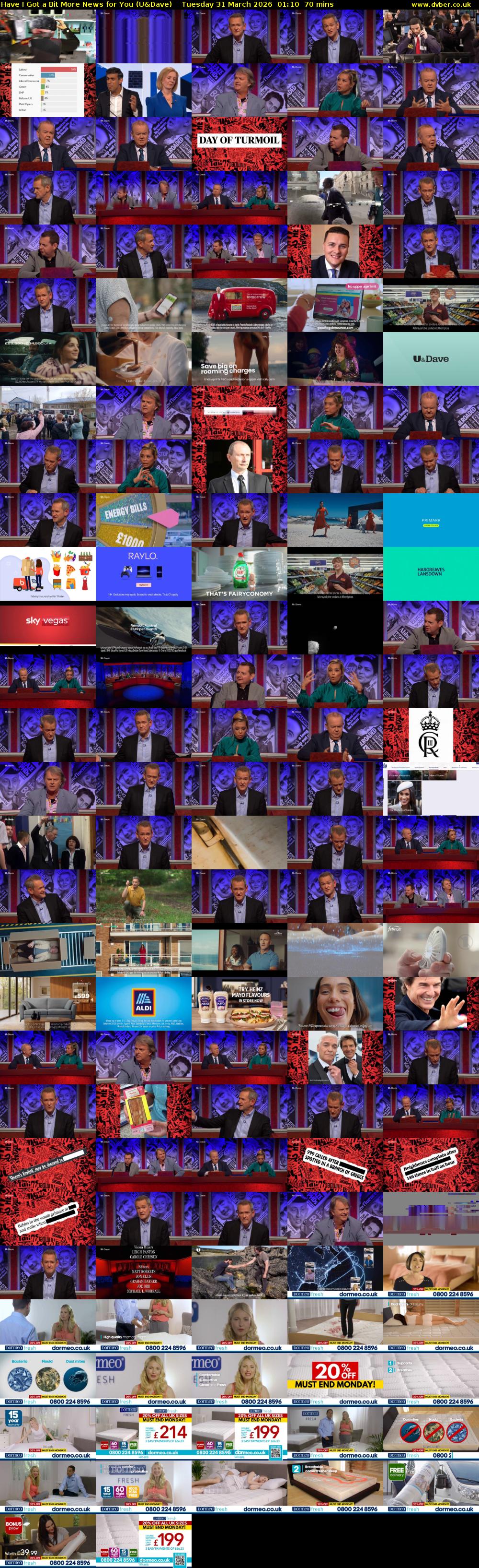 Have I Got a Bit More News for You (U&Dave) Tuesday 31 March 2026 01:10 - 02:20