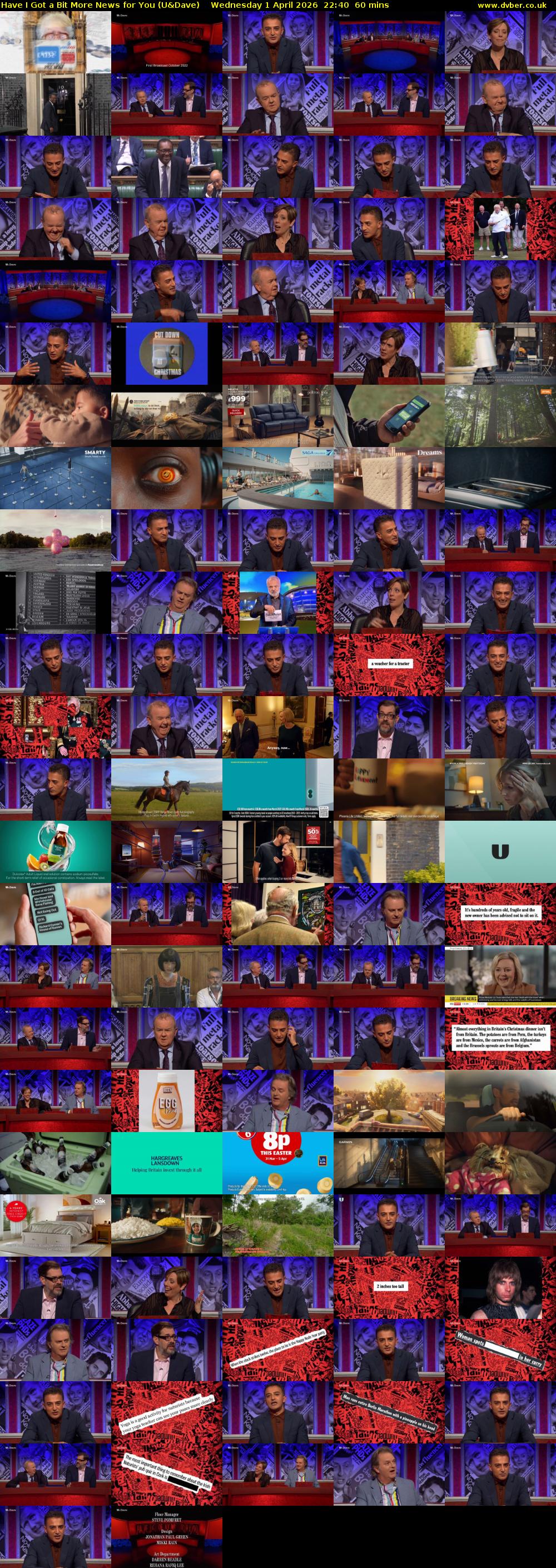 Have I Got a Bit More News for You (U&Dave) Wednesday 1 April 2026 22:40 - 23:40