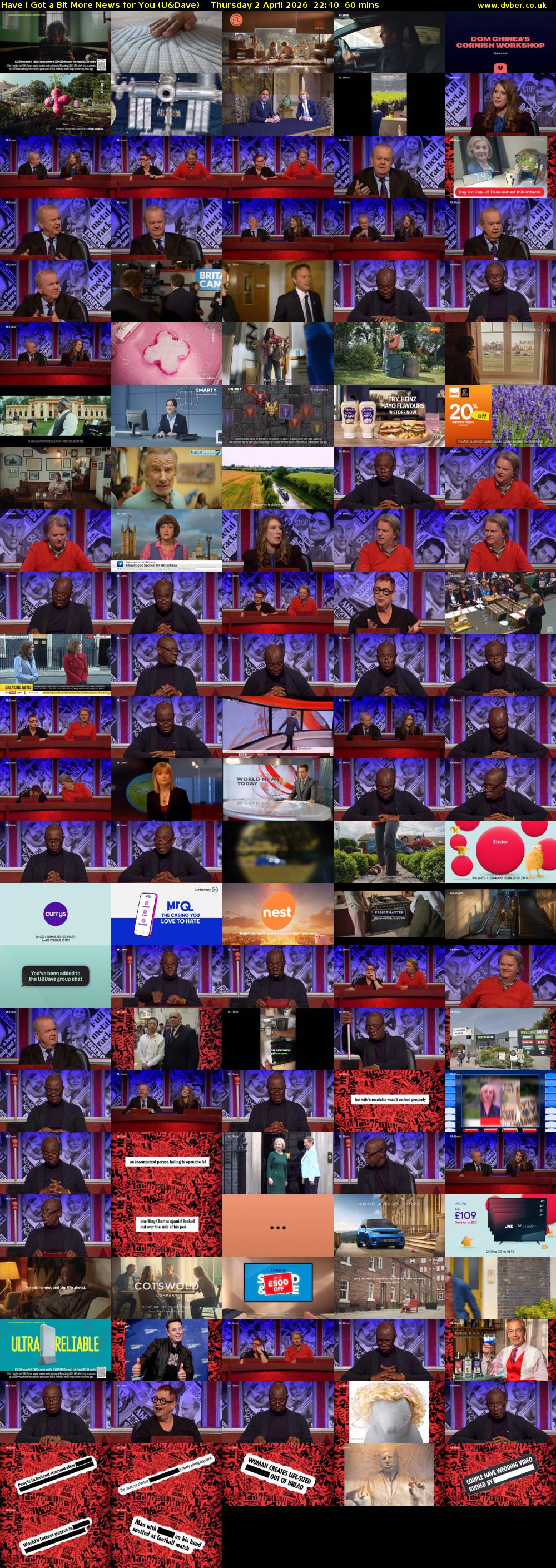 Have I Got a Bit More News for You (U&Dave) Thursday 2 April 2026 22:40 - 23:40