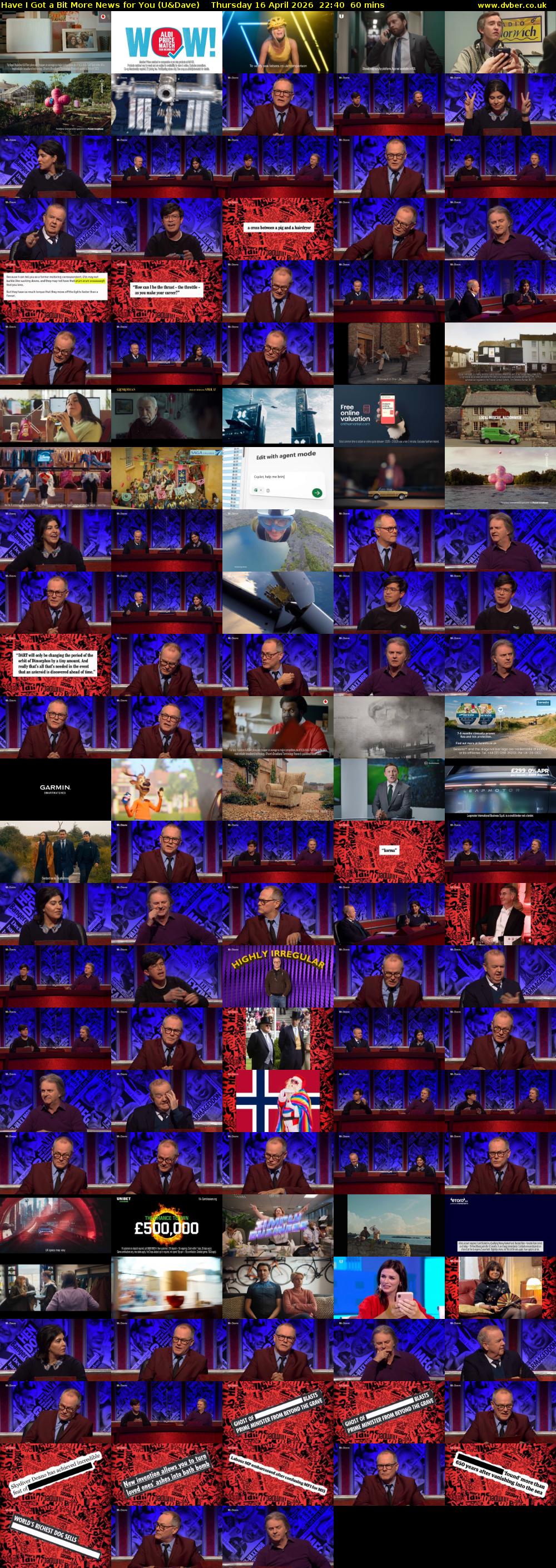 Have I Got a Bit More News for You (U&Dave) Thursday 16 April 2026 22:40 - 23:40