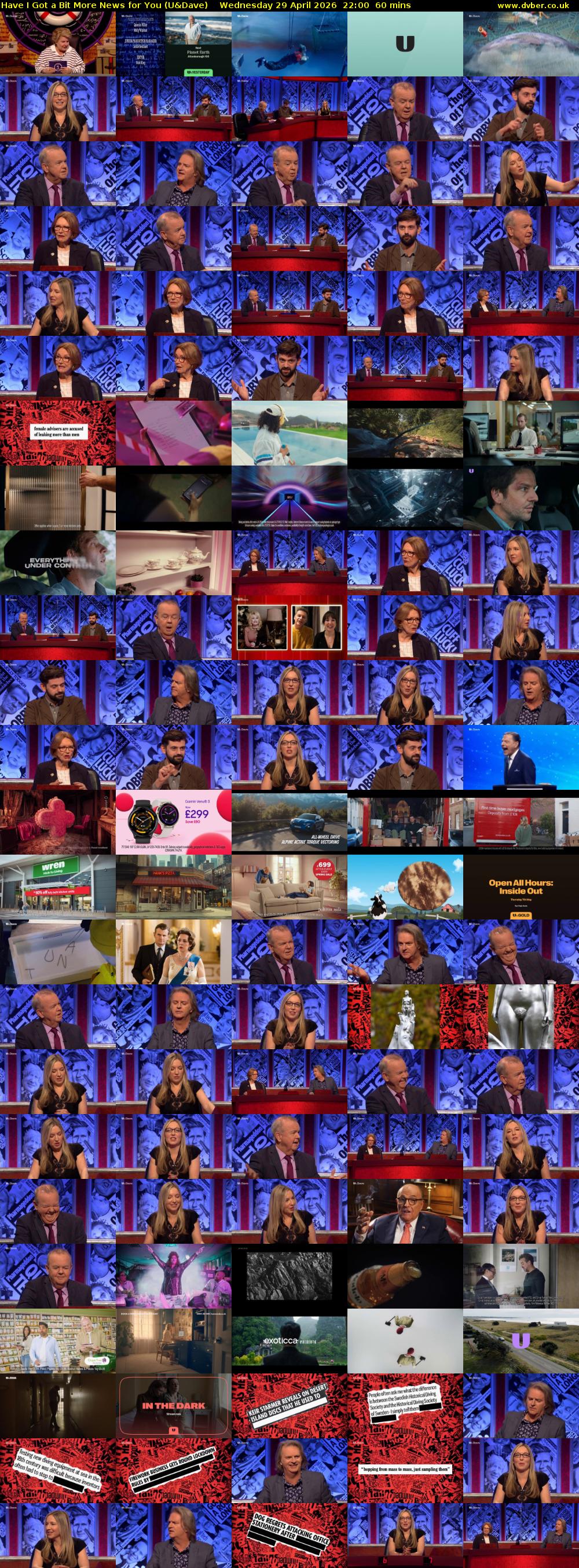 Have I Got a Bit More News for You (U&Dave) Wednesday 29 April 2026 22:00 - 23:00