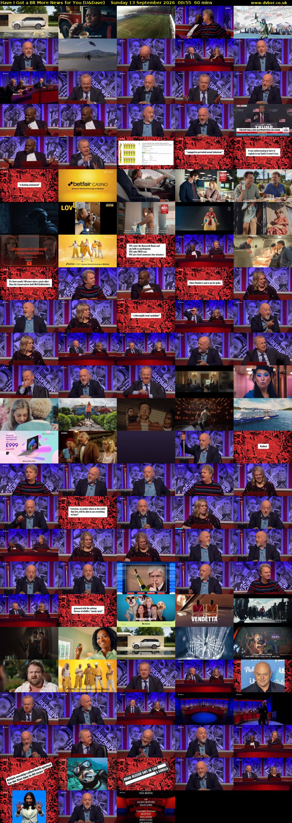 Have I Got a Bit More News for You (U&Dave) Sunday 13 September 2026 00:55 - 01:55