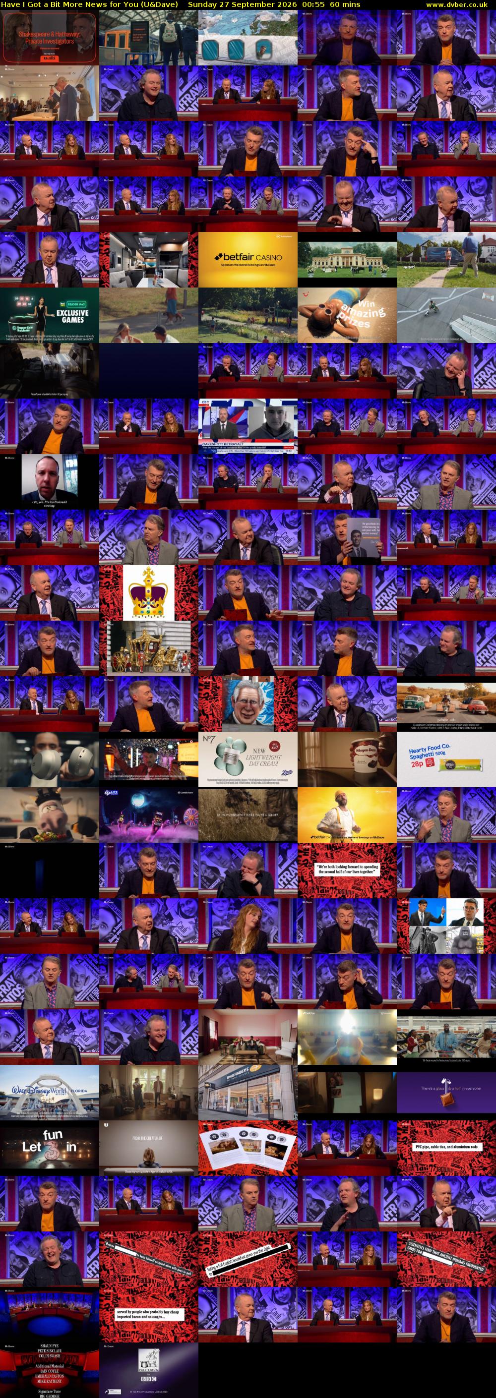 Have I Got a Bit More News for You (U&Dave) Sunday 27 September 2026 00:55 - 01:55