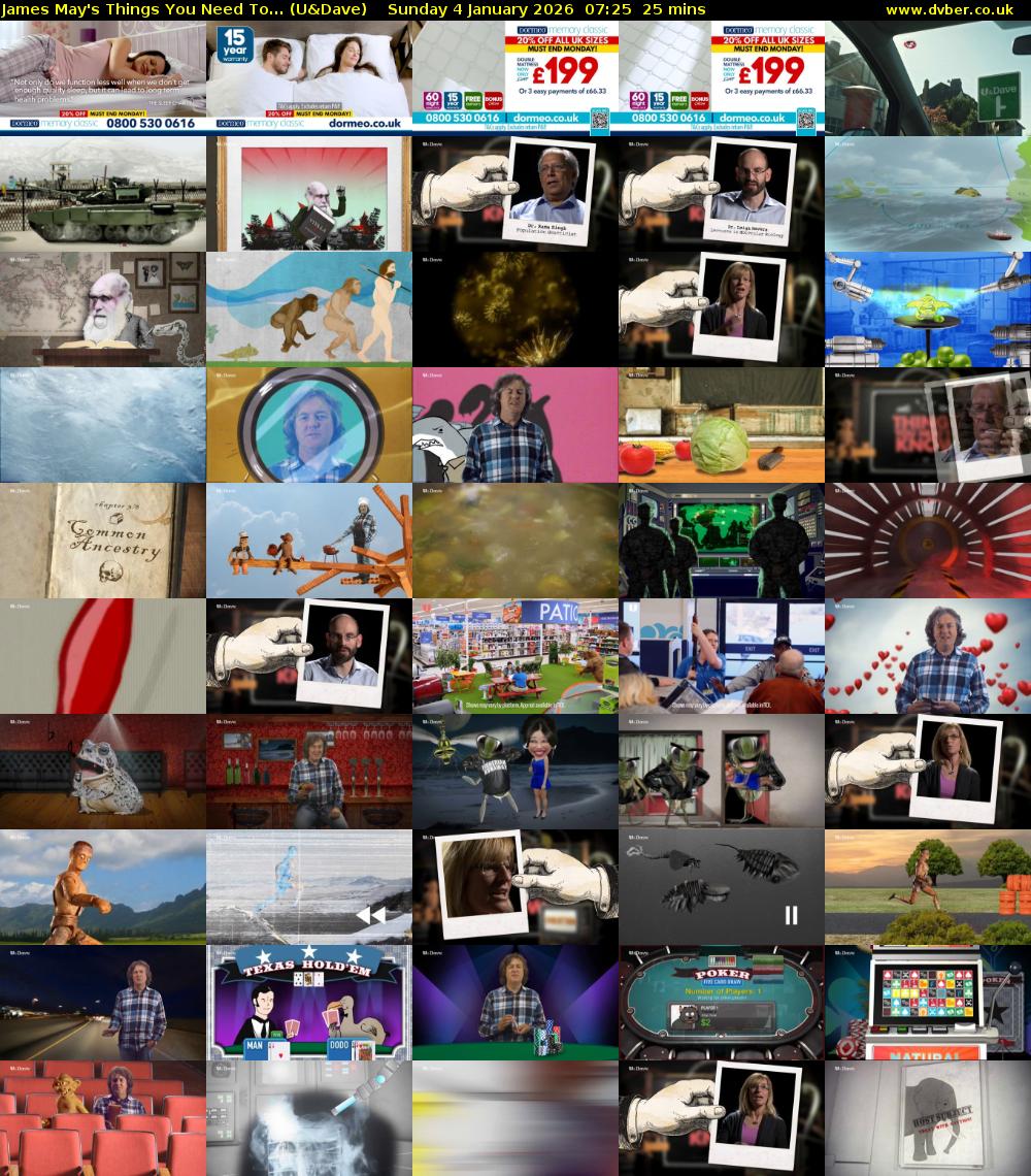 James May's Things You Need To... (U&Dave) Sunday 4 January 2026 07:25 - 07:50