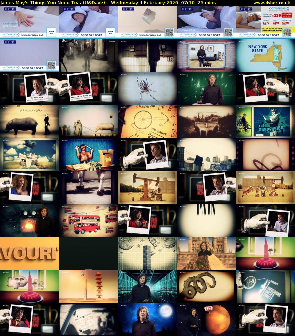 James May's Things You Need To... (U&Dave) Wednesday 4 February 2026 07:10 - 07:35