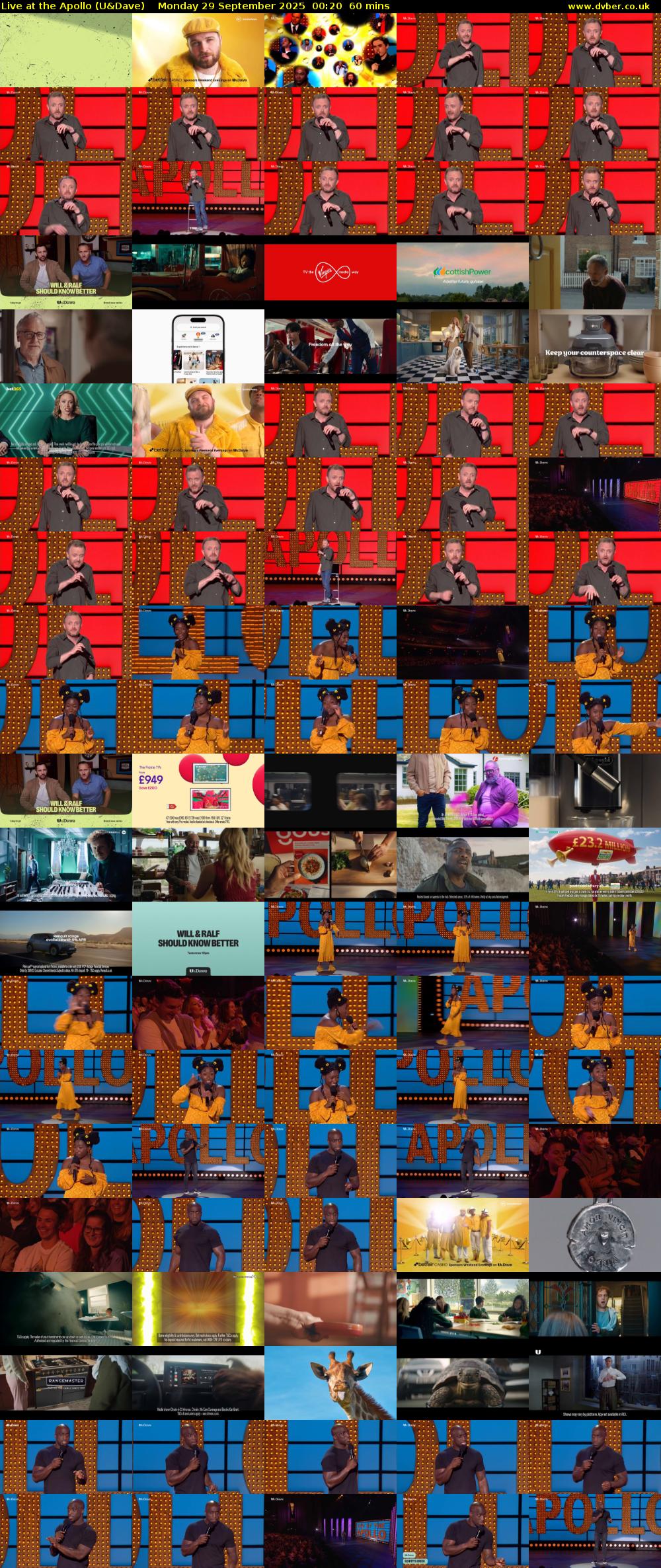 Live at the Apollo (U&Dave) Monday 29 September 2025 00:20 - 01:20