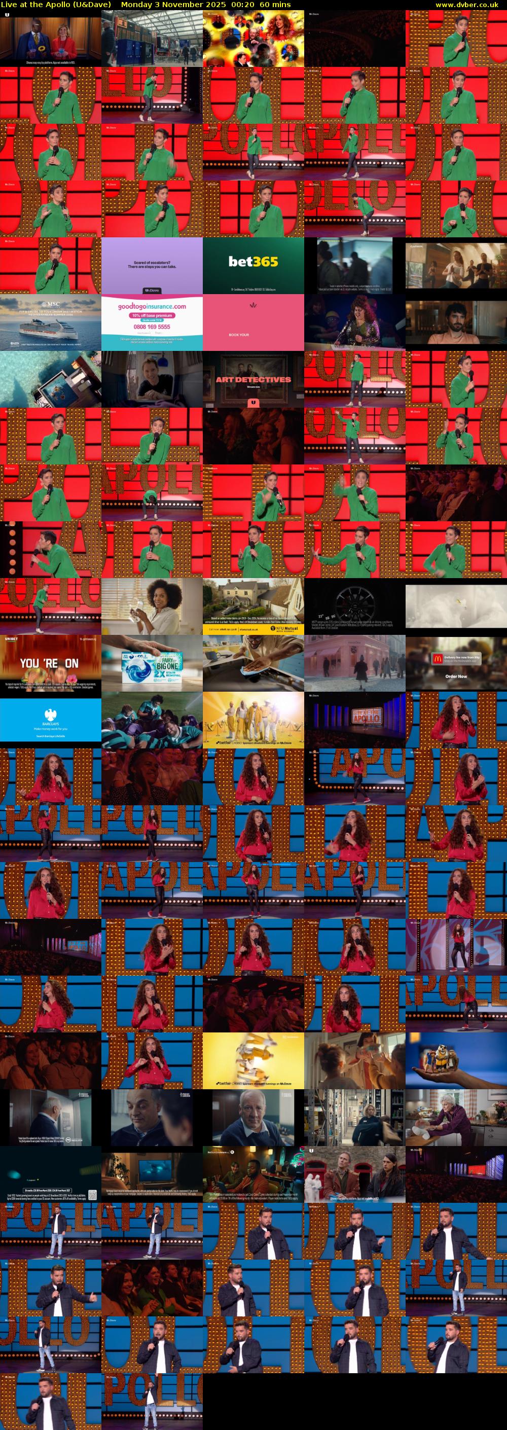 Live at the Apollo (U&Dave) Monday 3 November 2025 00:20 - 01:20