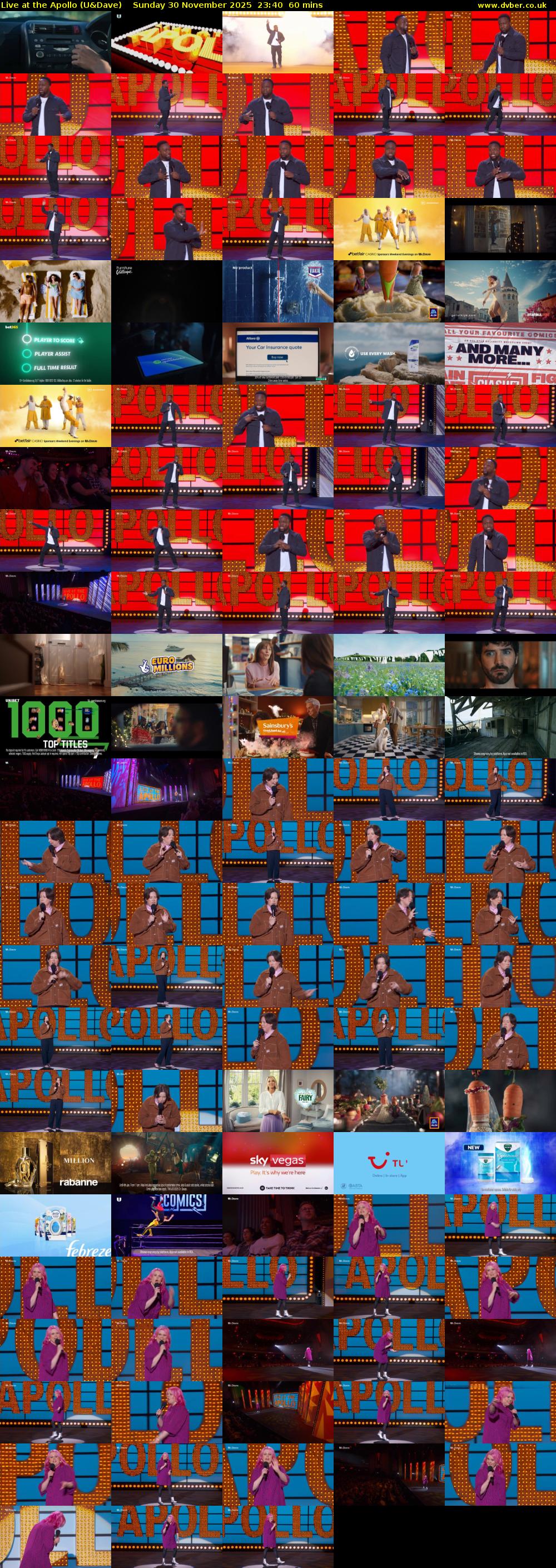 Live at the Apollo (U&Dave) Sunday 30 November 2025 23:40 - 00:40