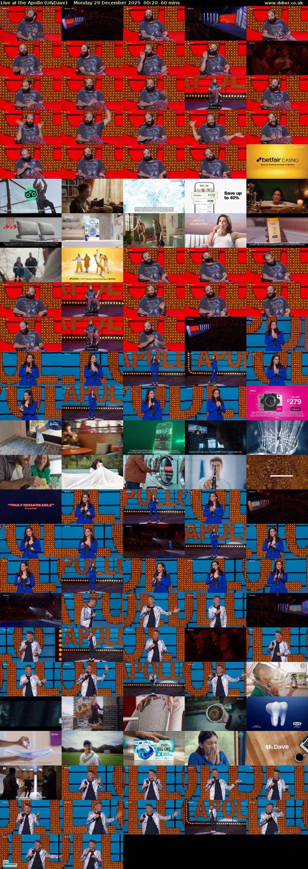 Live at the Apollo (U&Dave) Monday 29 December 2025 00:20 - 01:20