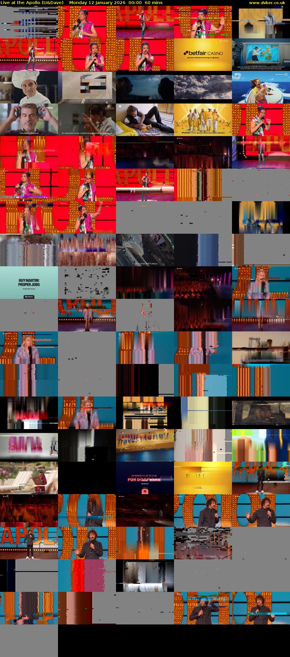 Live at the Apollo (U&Dave) Monday 12 January 2026 00:00 - 01:00