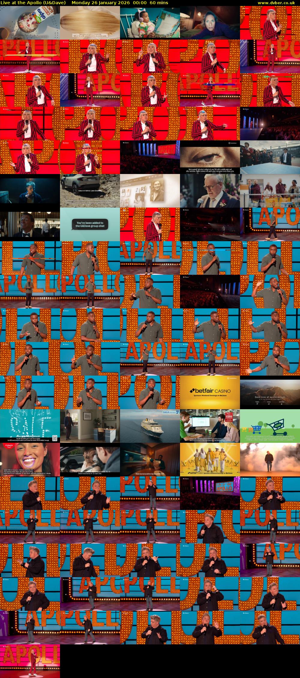 Live at the Apollo (U&Dave) Monday 26 January 2026 00:00 - 01:00