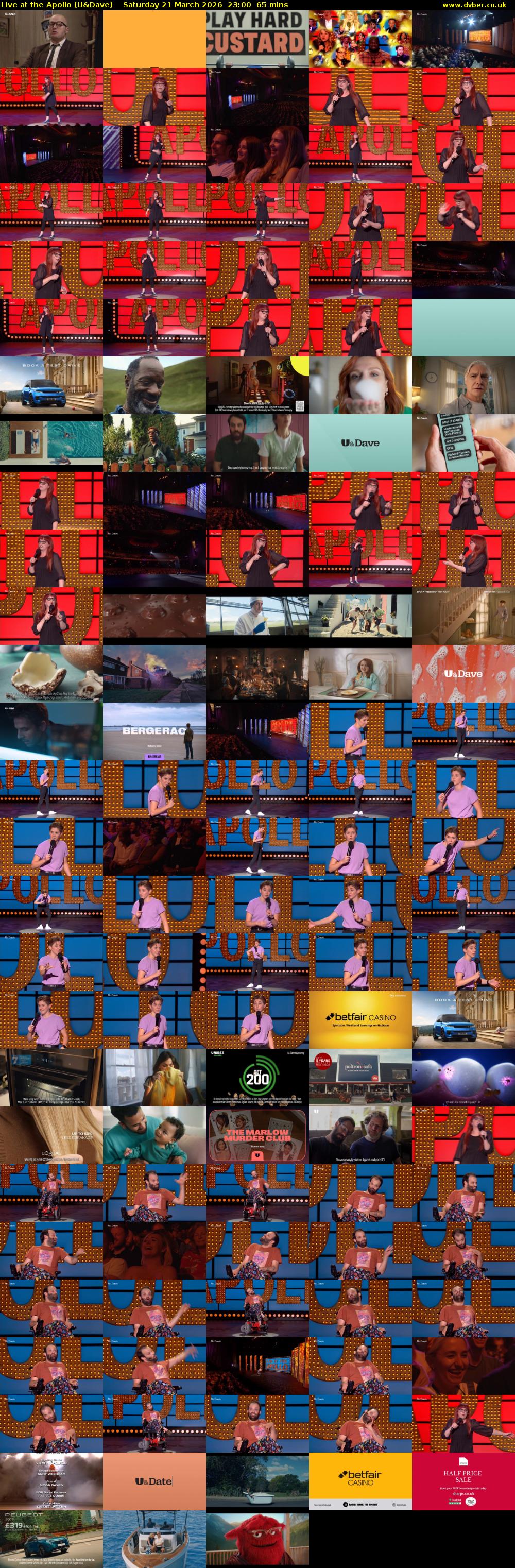 Live at the Apollo (U&Dave) Saturday 21 March 2026 23:00 - 00:05