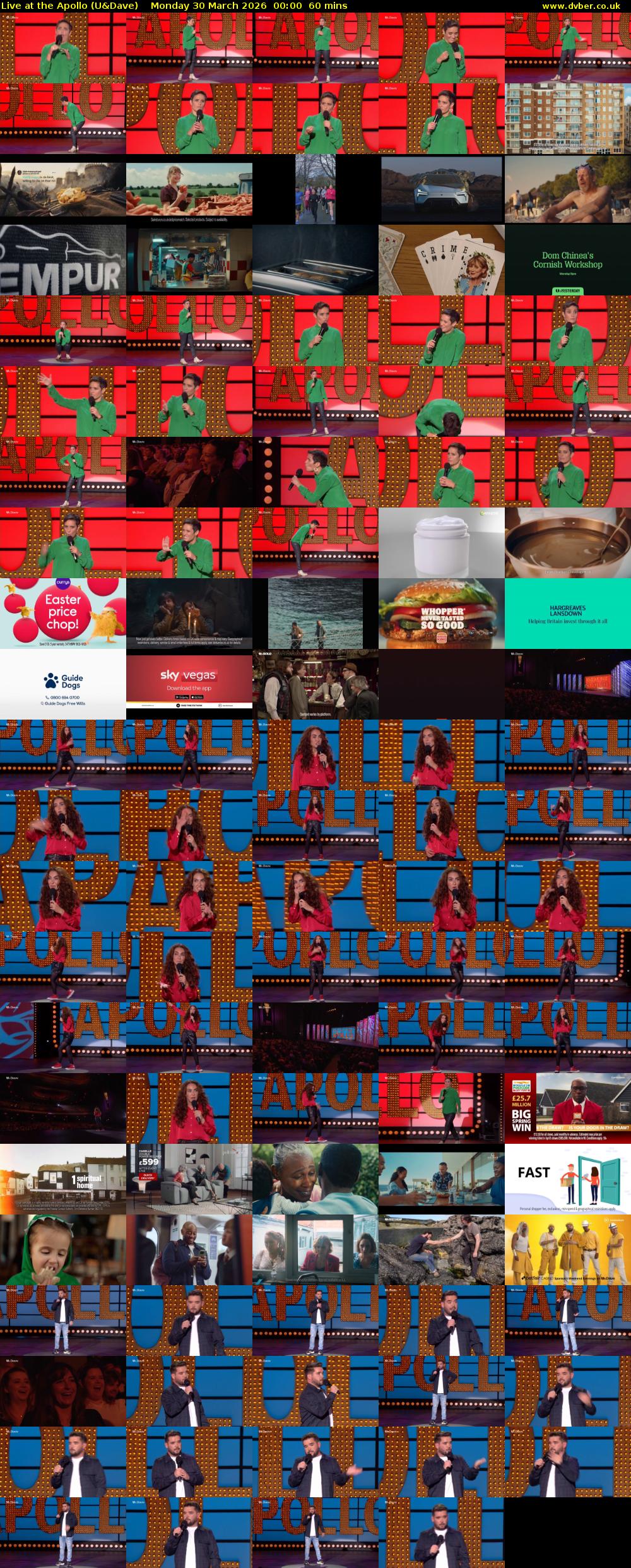 Live at the Apollo (U&Dave) Monday 30 March 2026 00:00 - 01:00