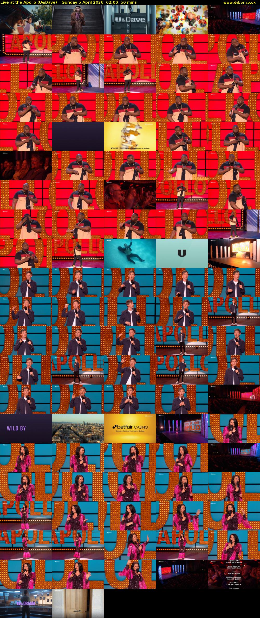 Live at the Apollo (U&Dave) Sunday 5 April 2026 02:00 - 02:50