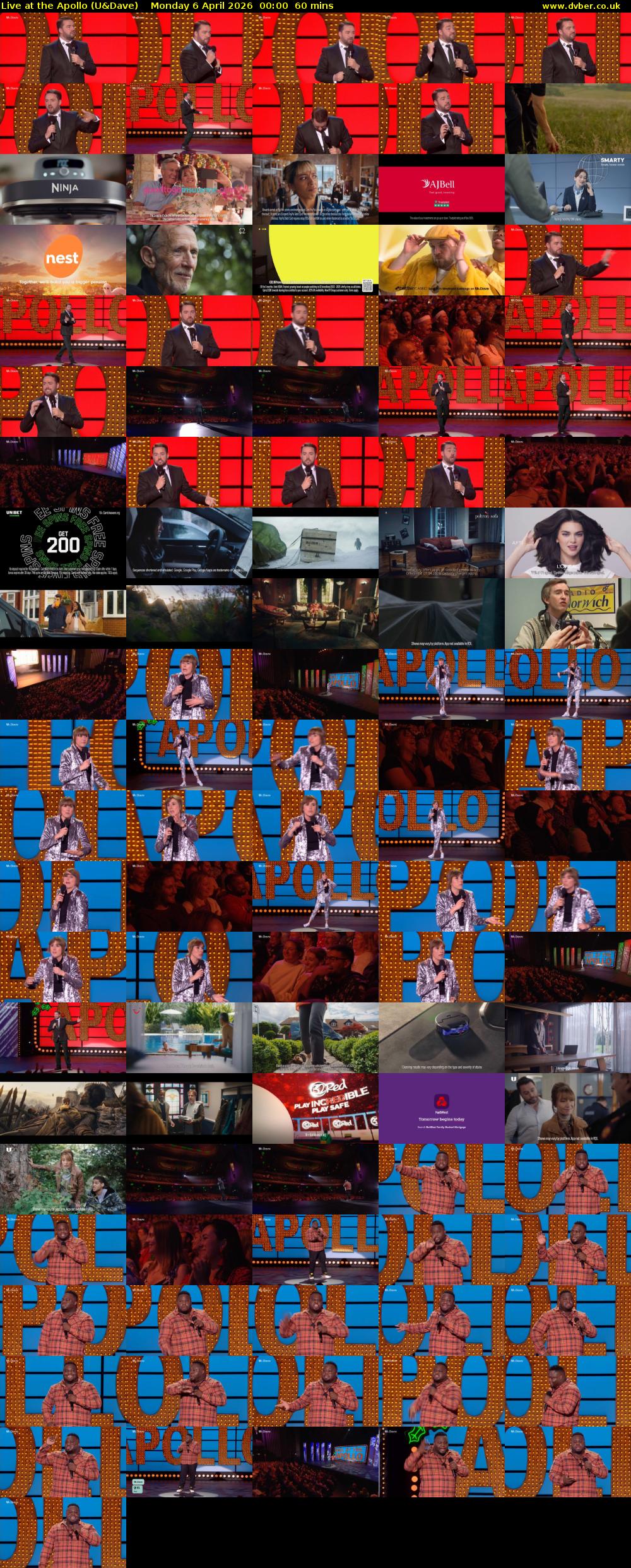 Live at the Apollo (U&Dave) Monday 6 April 2026 00:00 - 01:00