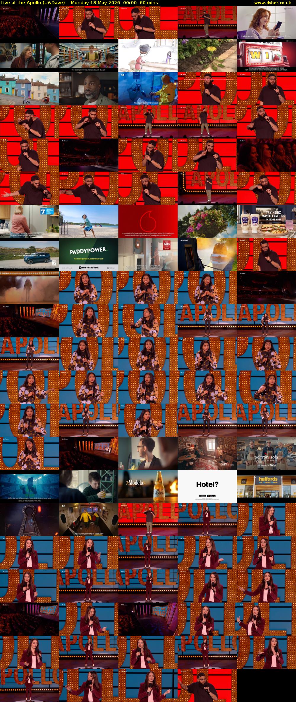 Live at the Apollo (U&Dave) Monday 18 May 2026 00:00 - 01:00