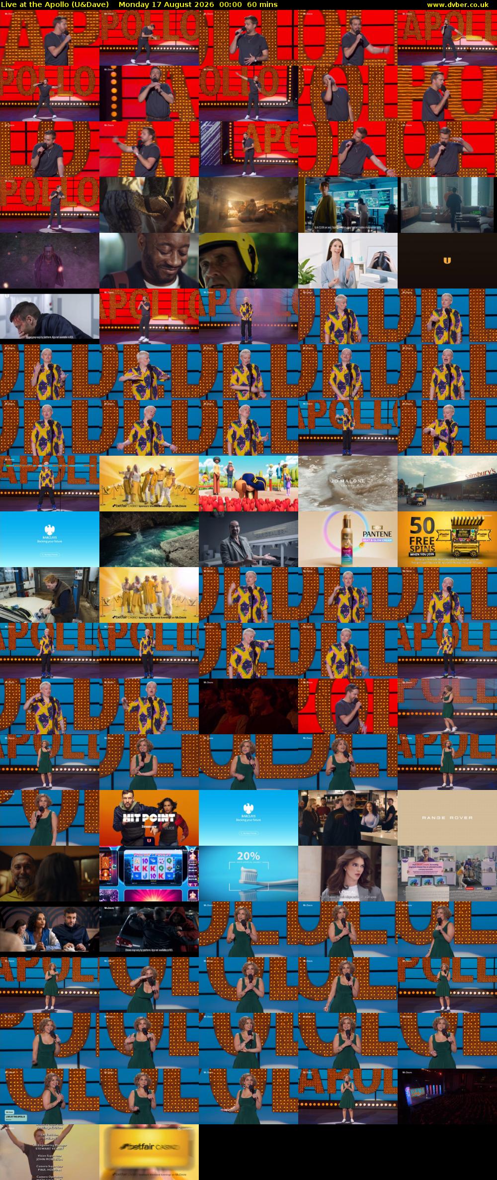 Live at the Apollo (U&Dave) Monday 17 August 2026 00:00 - 01:00