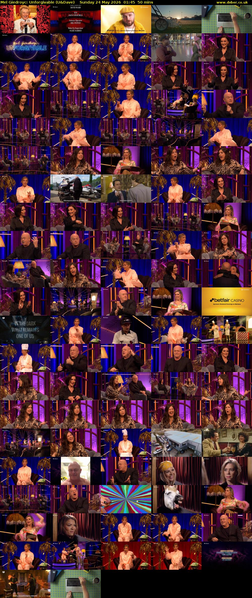 Mel Giedroyc: Unforgivable (U&Dave) Sunday 24 May 2026 01:45 - 02:35