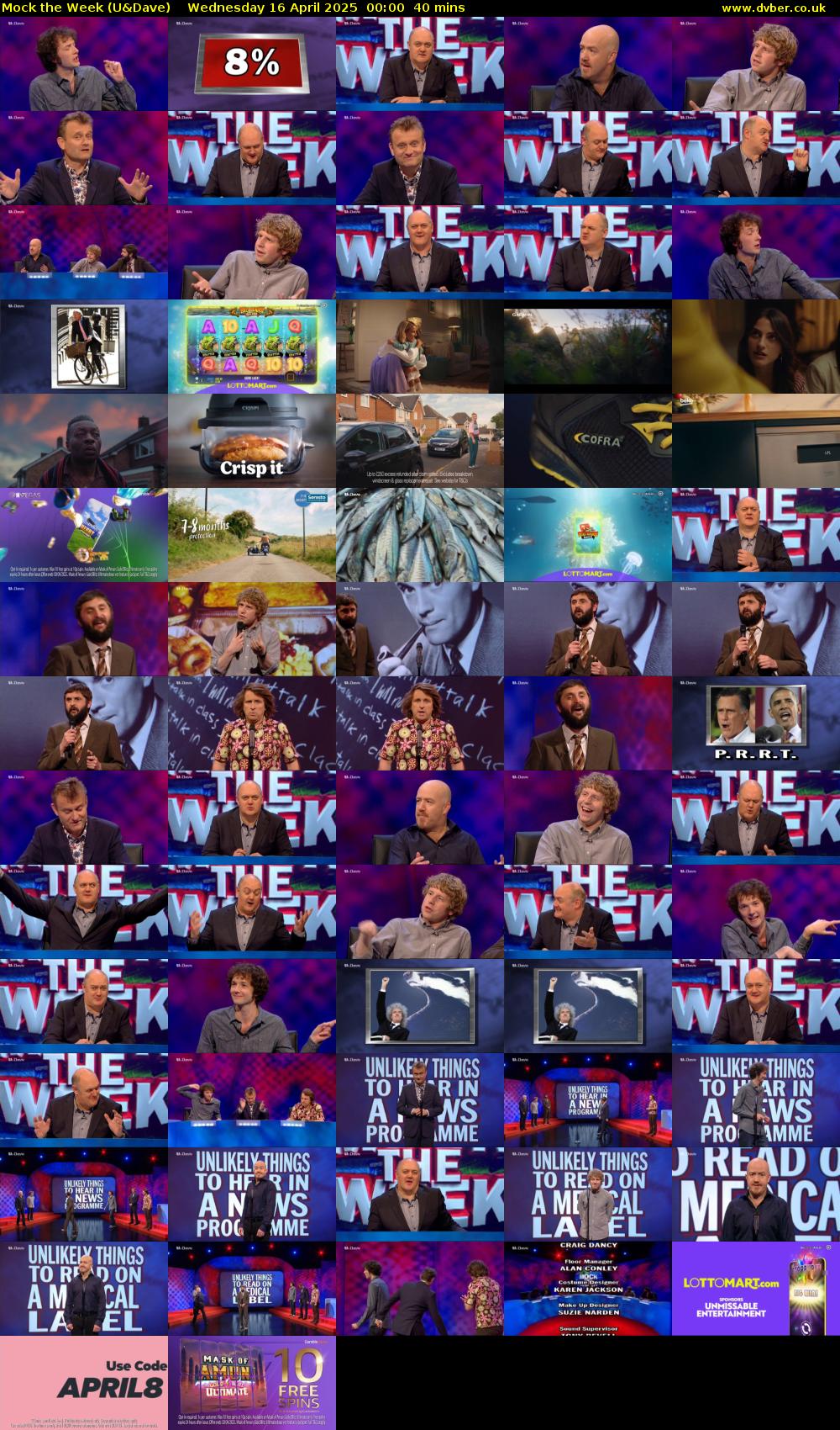 Mock the Week (U&Dave) Wednesday 16 April 2025 00:00 - 00:40
