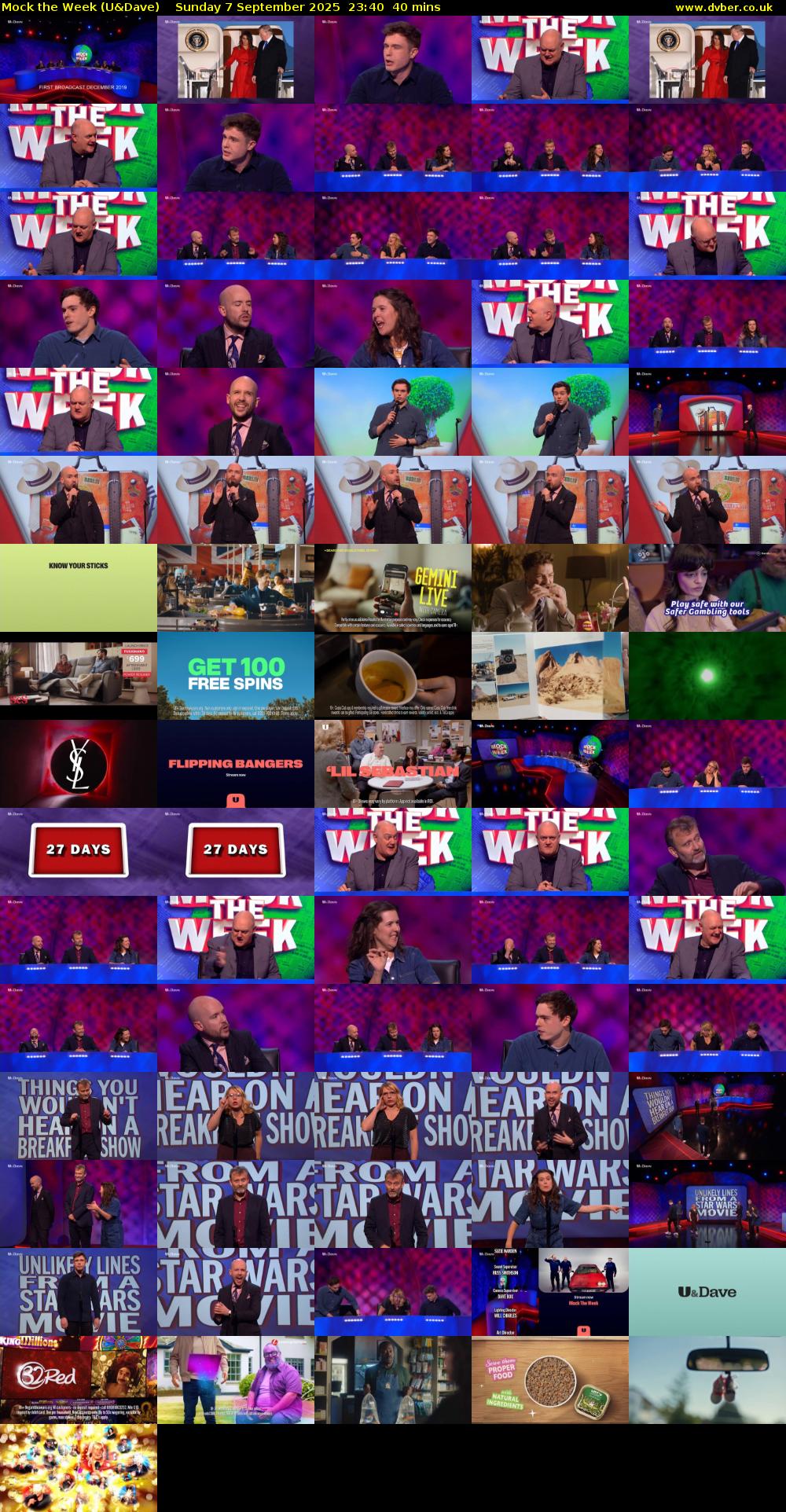 Mock the Week (U&Dave) Sunday 7 September 2025 23:40 - 00:20