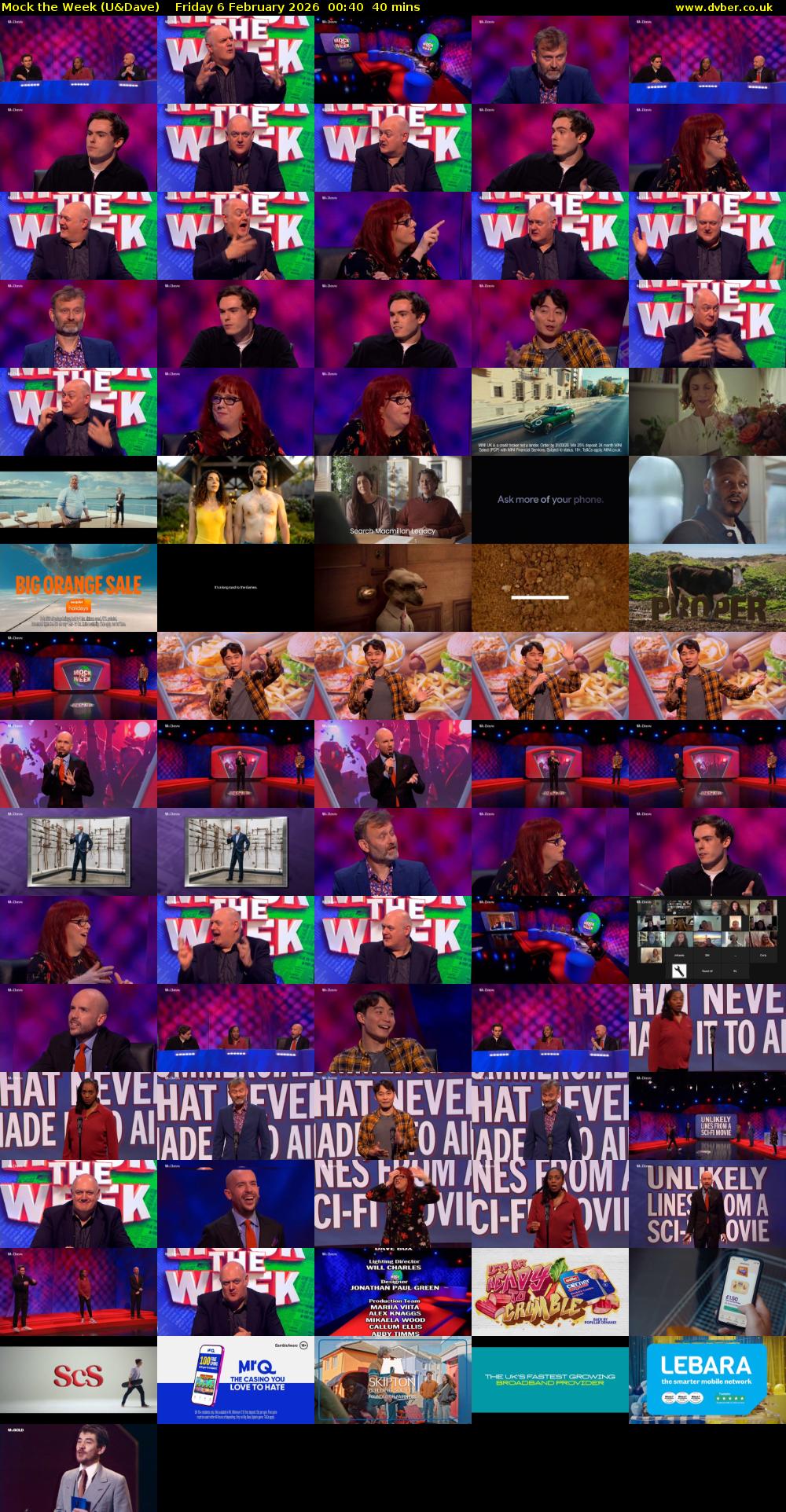 Mock the Week (U&Dave) Friday 6 February 2026 00:40 - 01:20