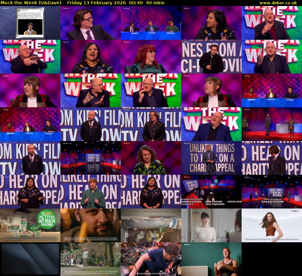 Mock the Week (U&Dave) Friday 13 February 2026 00:40 - 01:20