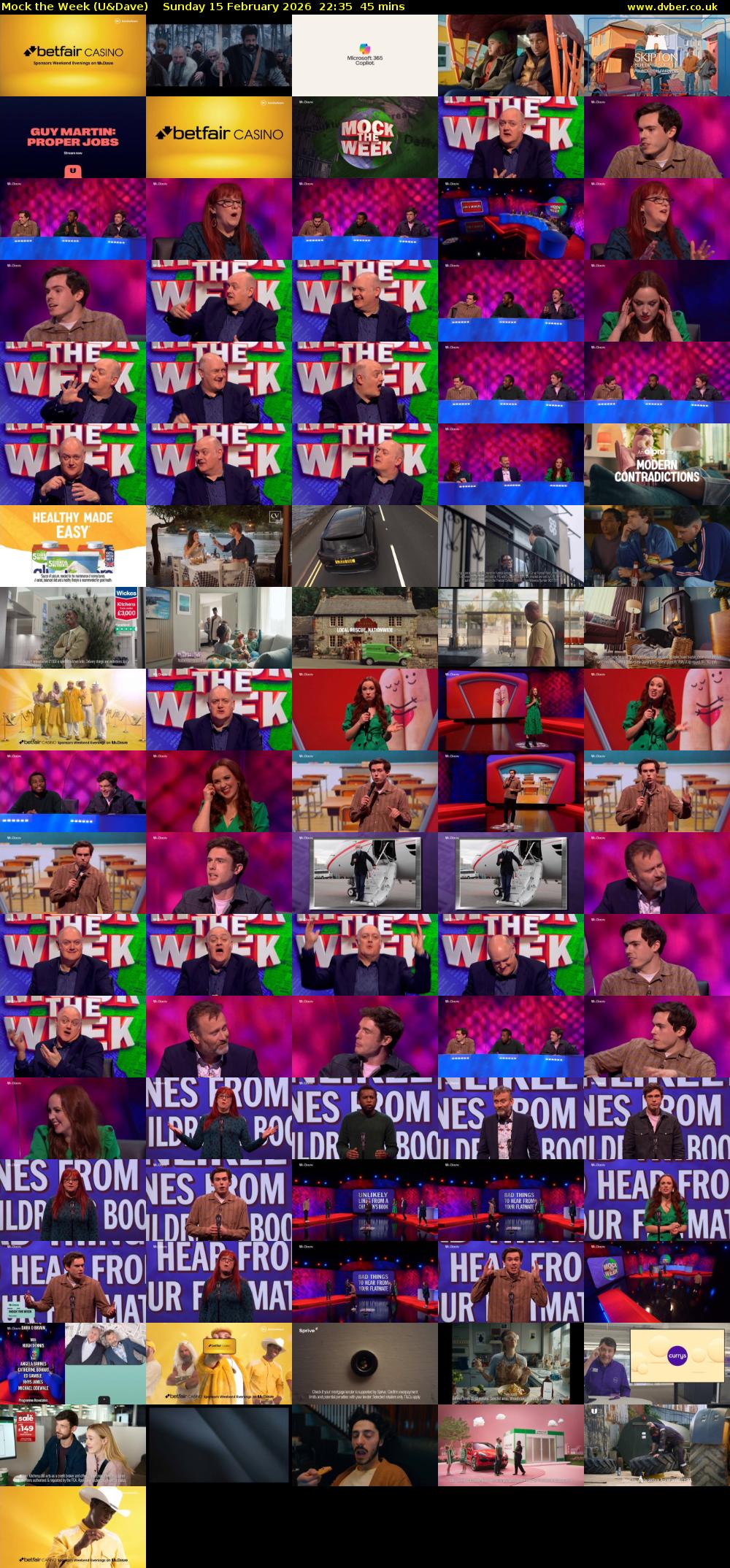 Mock the Week (U&Dave) Sunday 15 February 2026 22:35 - 23:20