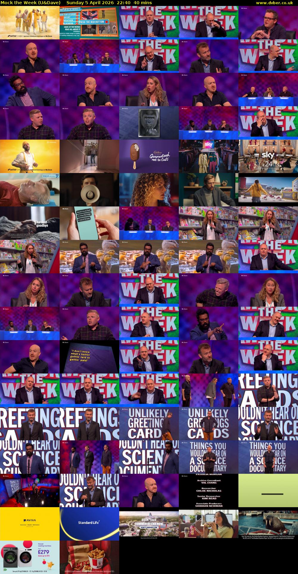 Mock the Week (U&Dave) Sunday 5 April 2026 22:40 - 23:20