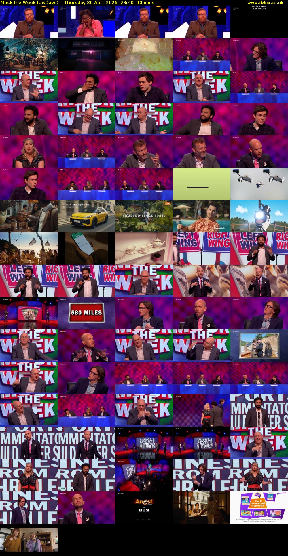 Mock the Week (U&Dave) Thursday 30 April 2026 23:40 - 00:20