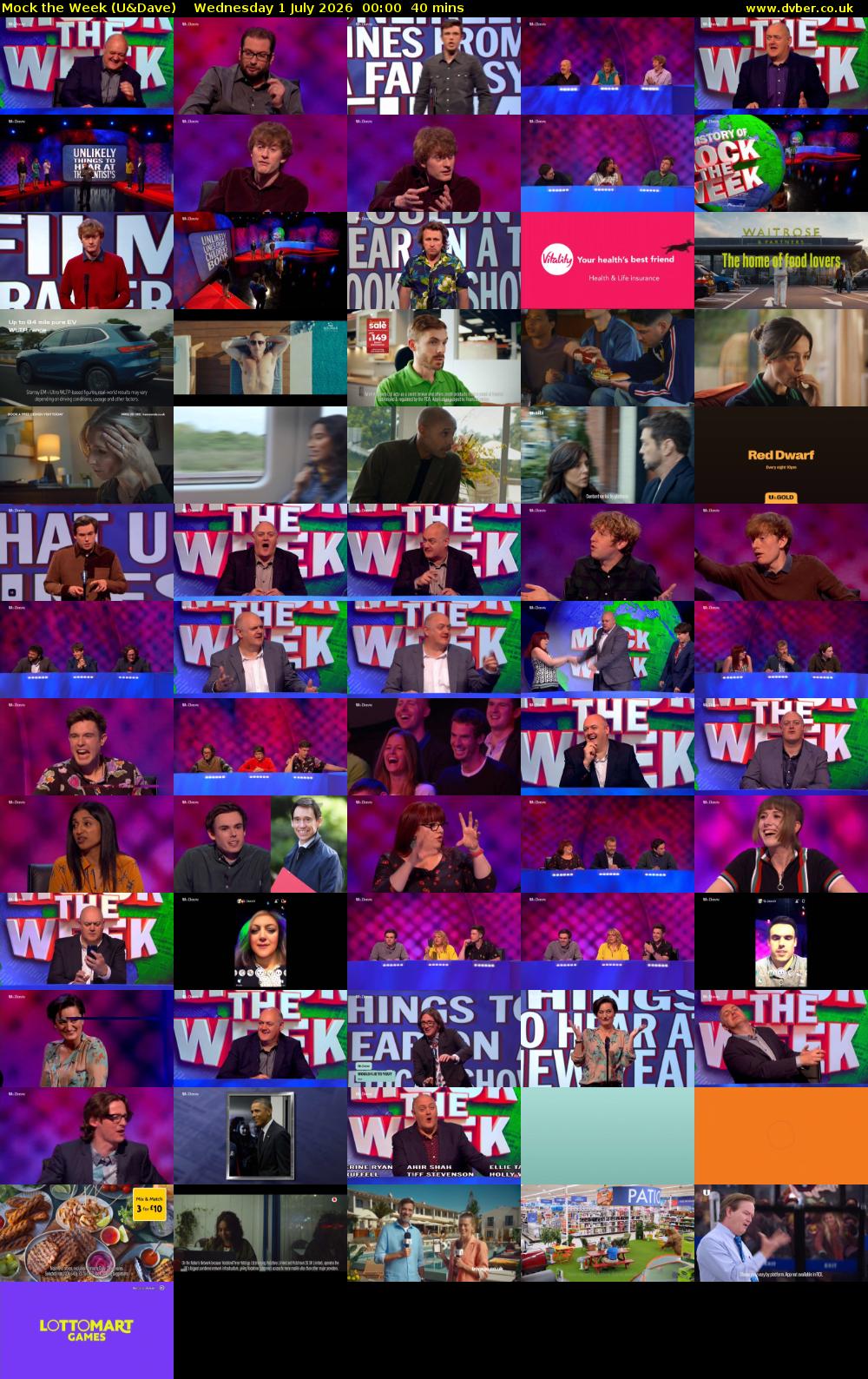 Mock the Week (U&Dave) Wednesday 1 July 2026 00:00 - 00:40
