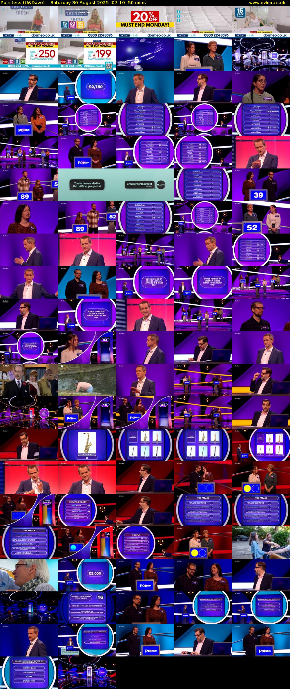 Pointless (U&Dave) Saturday 30 August 2025 07:10 - 08:00
