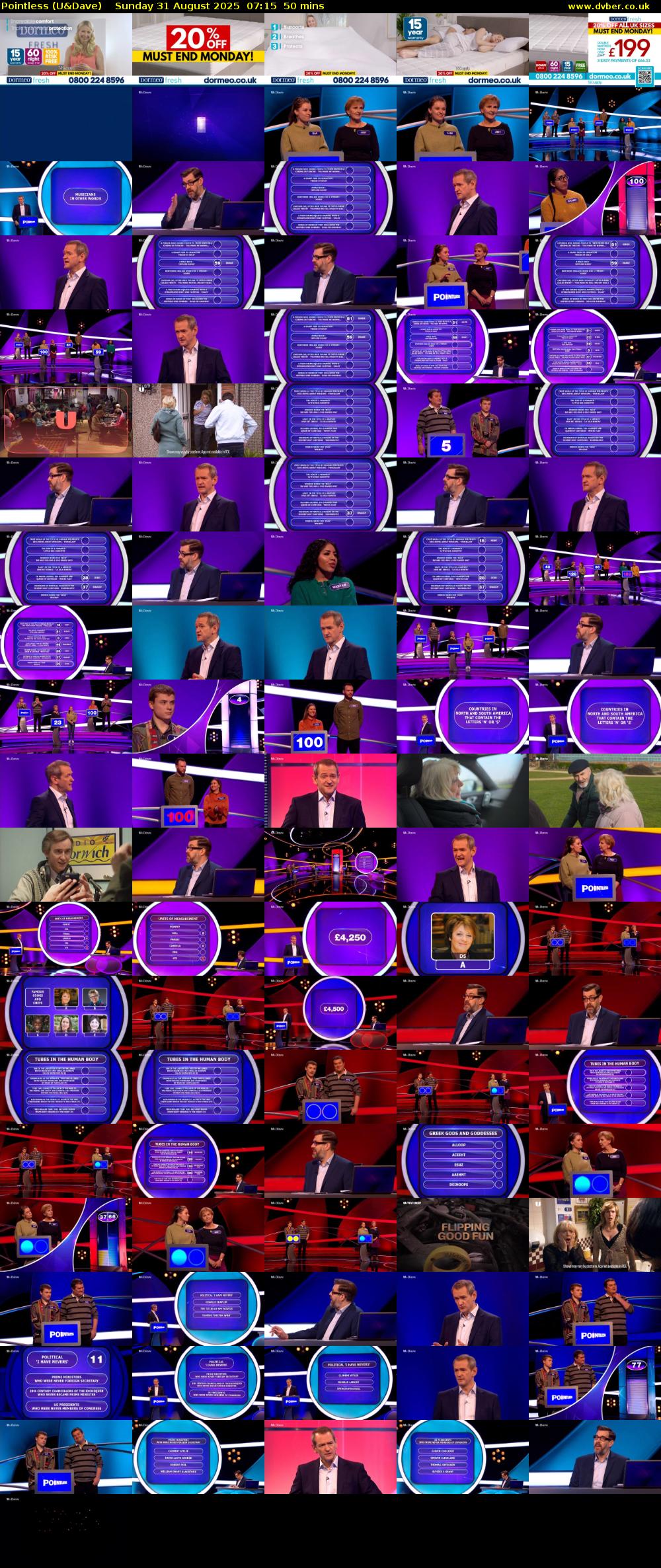 Pointless (U&Dave) Sunday 31 August 2025 07:15 - 08:05