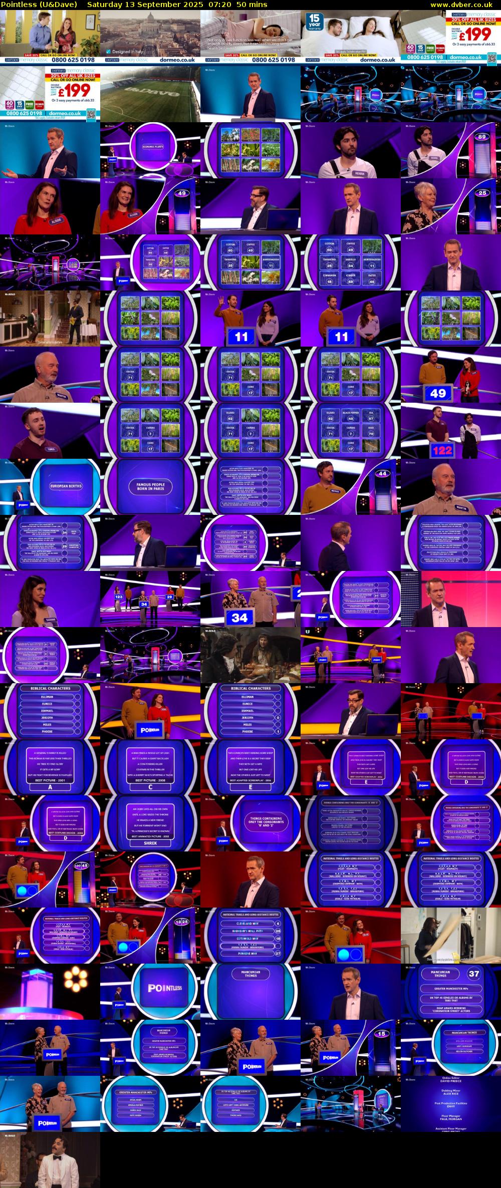 Pointless (U&Dave) Saturday 13 September 2025 07:20 - 08:10