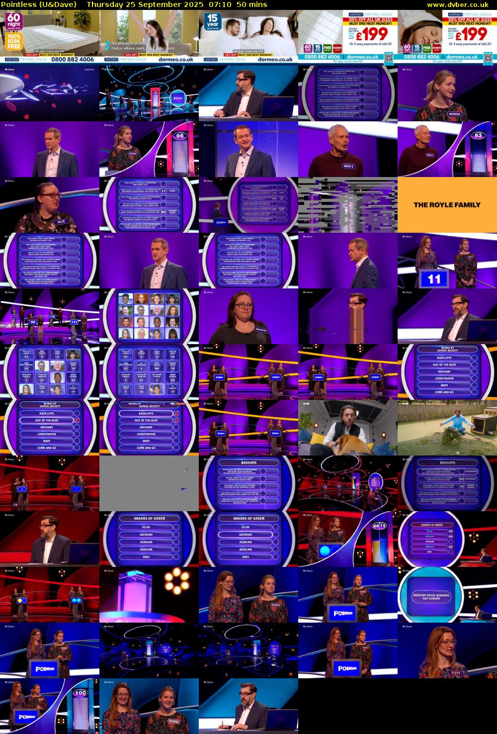 Pointless (U&Dave) Thursday 25 September 2025 07:10 - 08:00