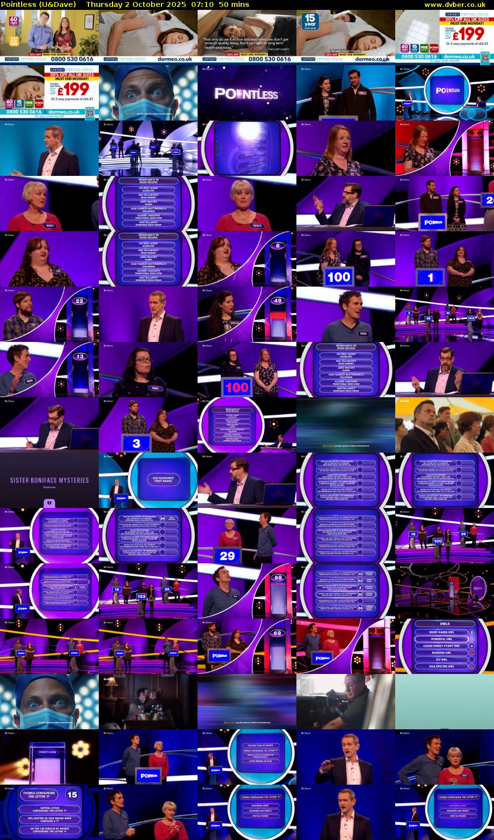 Pointless (U&Dave) Thursday 2 October 2025 07:10 - 08:00