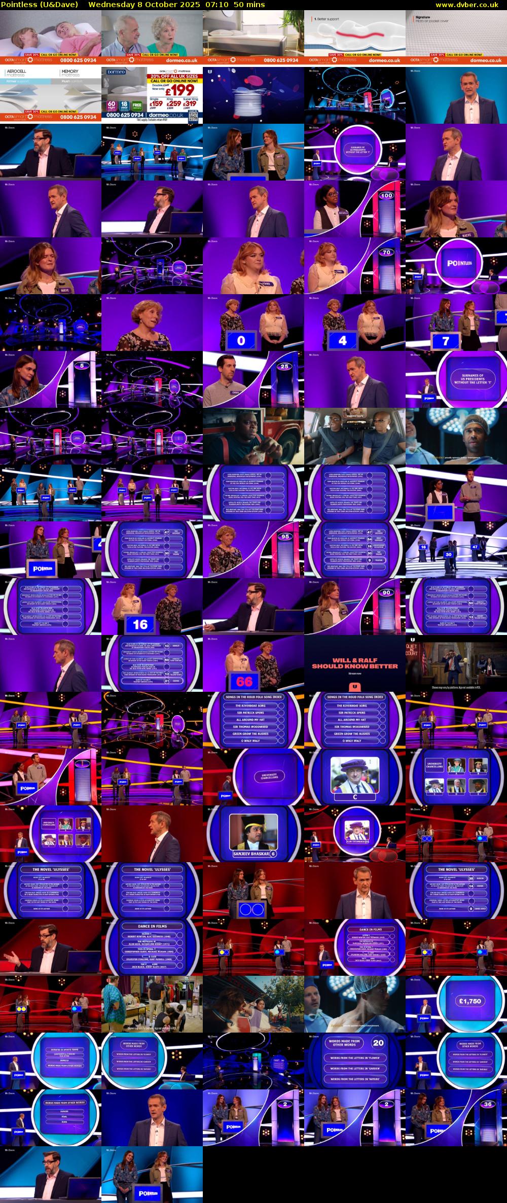 Pointless (U&Dave) Wednesday 8 October 2025 07:10 - 08:00