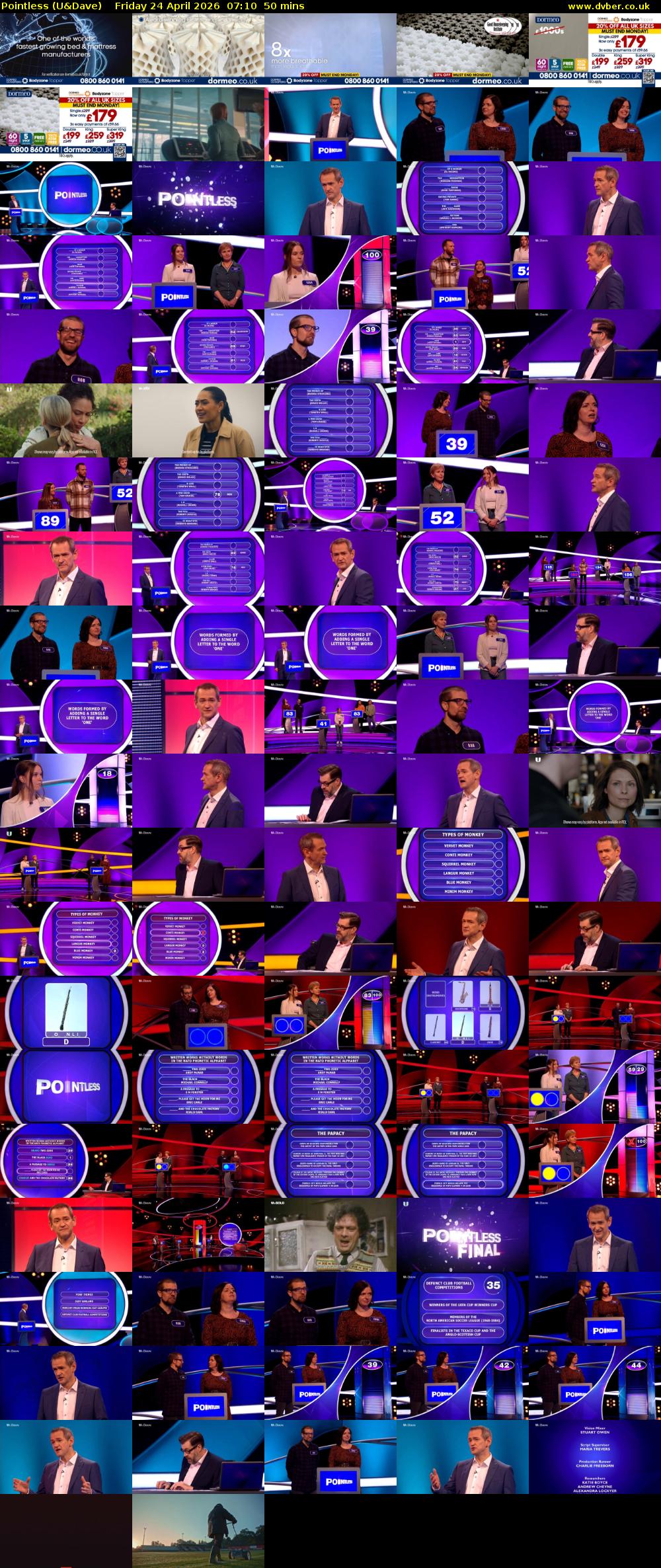Pointless (U&Dave) Friday 24 April 2026 07:10 - 08:00